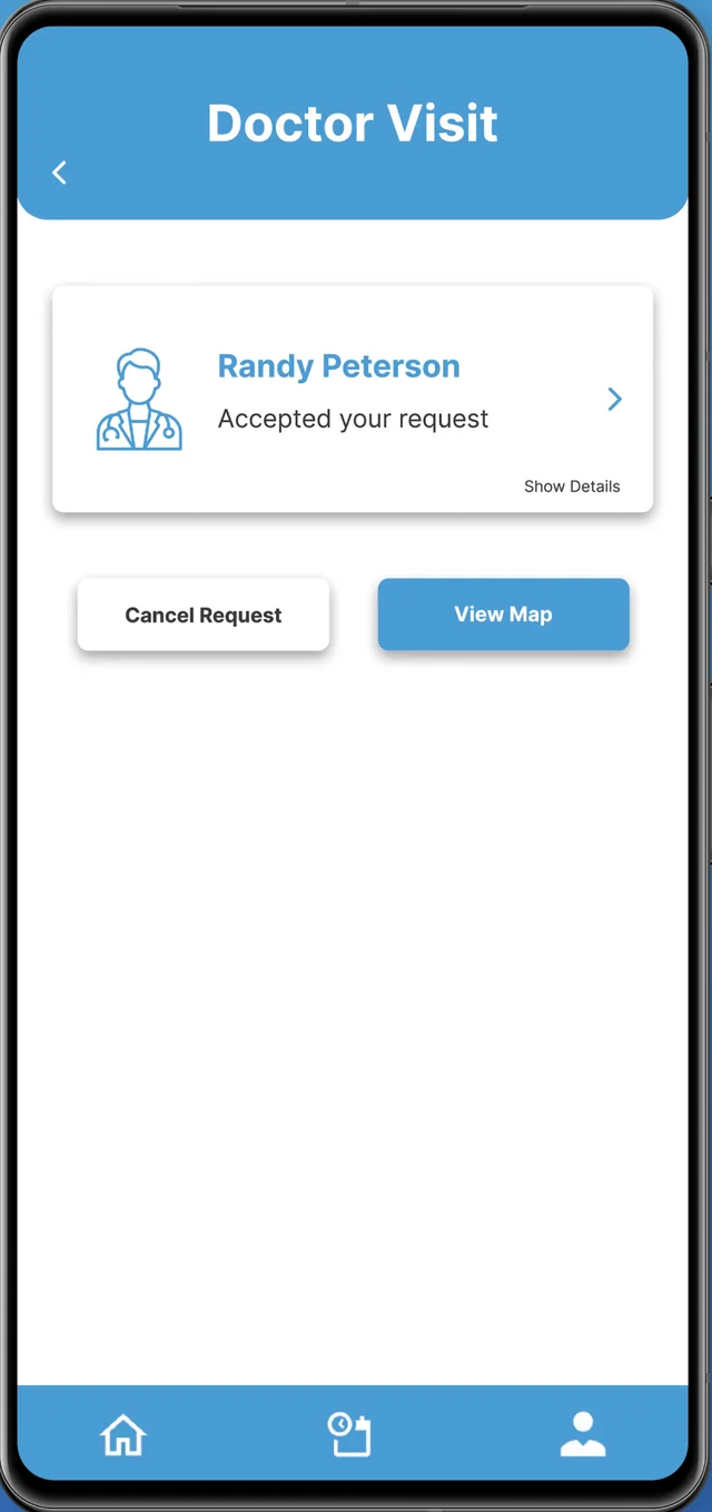 HMS Healthcare: doctor accepted your request, view on map
